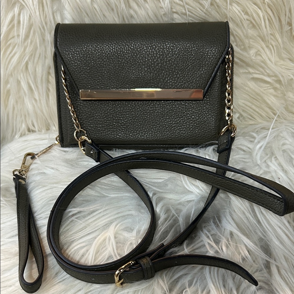 Green Leather Clutch / Wristlet/ Crossbody Bag